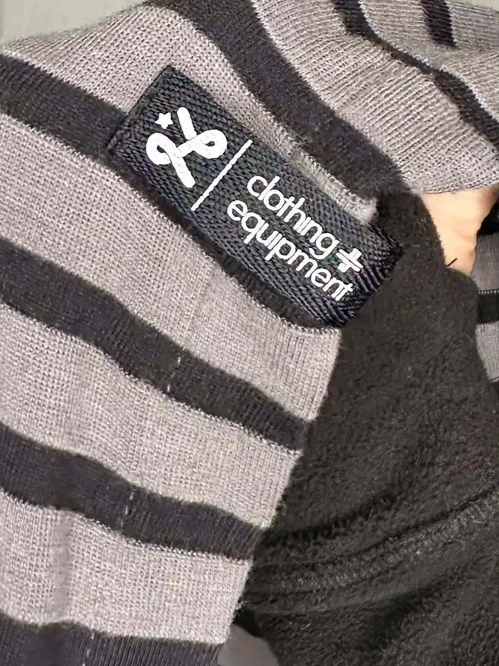 LRG Lifted Research Group Gray and Black Striped Button-Up Hooded Cardigan